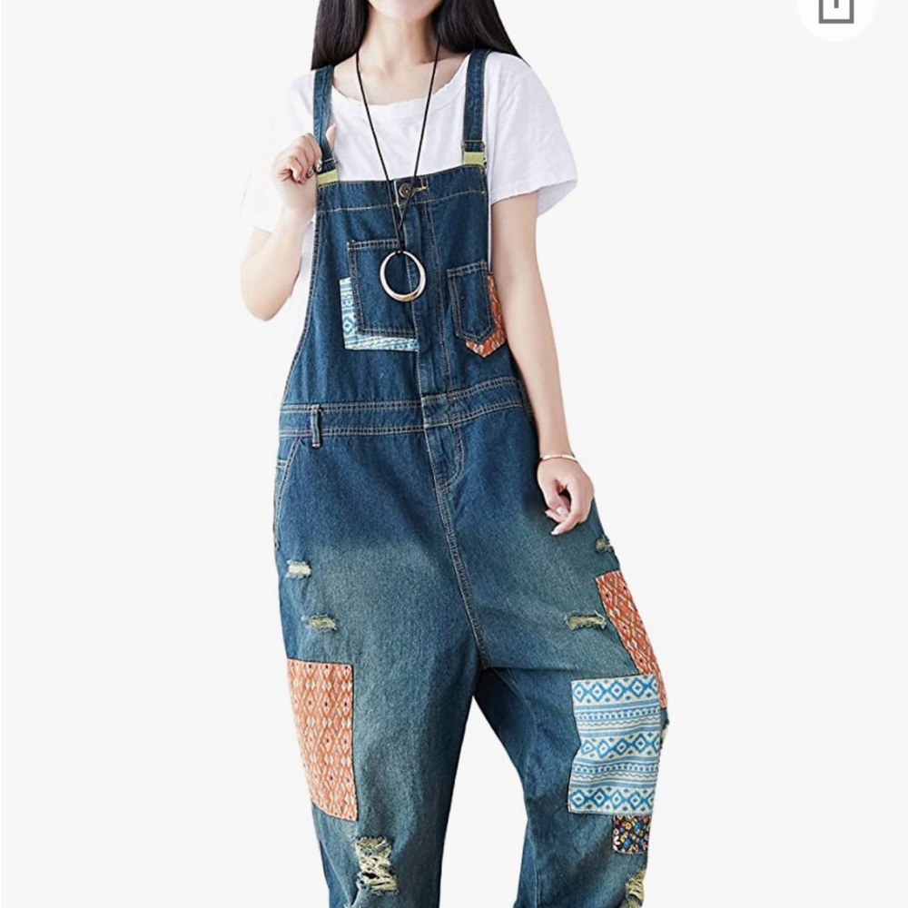 GORGEOUS NEW PATCHWORK OVERALLS - Picture 3 of 6
